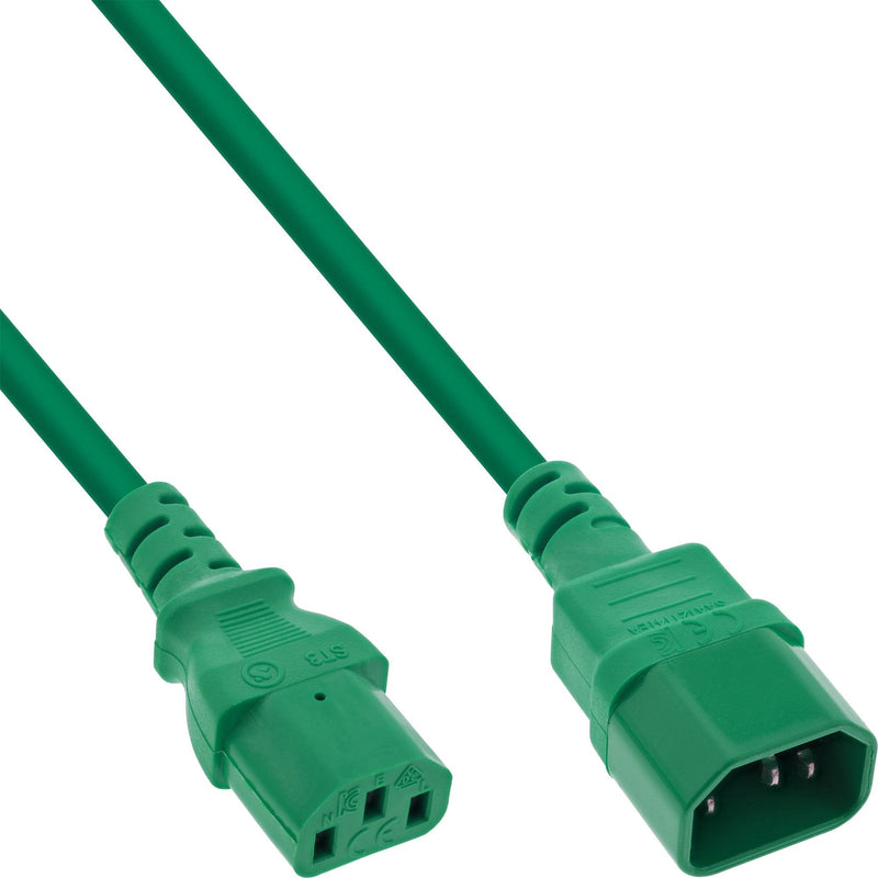 Inline Prolongación Cable Power , C13 a C14, Green 2M