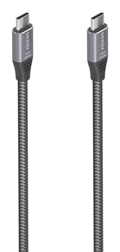 Aisens USB Cable 3.2 GEN2X2 Aluminium 20Gbps 8K@30HZ 5A 100W E-mark, Type USB-C/M-usb-c/M, Grey 3.0M — image 1