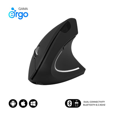 Subblim Mouse Glide Vertical Ergo Dual Vertical Bluetooth, USB 2.4GHZ 4000DPI - 5 Buttons - Uso Diestro - Blac — image 1