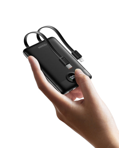 Veger Charger Powerbank C11 10000MAH Small 22W VG-W1170 With Cables Built Black — image 1