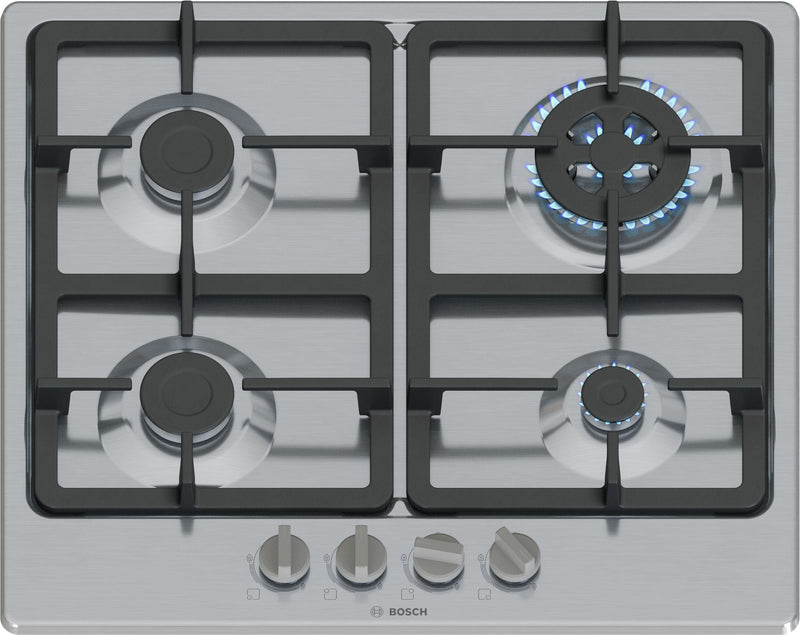 Bosch Serie 4 PGH6B5K90 Hobs Steel Inoxidable Integrado 58CM Encimera Gas 4 Zona(s)