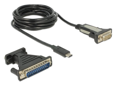 Delock Adapter USB Type-c 1 X Serie DB9 RS-232 + Adapter DB25 1,8M — image 1