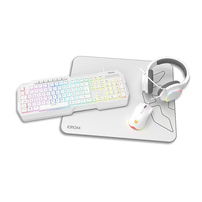 Krom Pack Gaming Kenta Keyboard RGB + Mouse + Mouse Pad + Headphones White — image 1