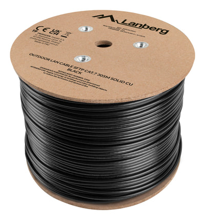 Lanberg Bobina Network Cable Outdoor SFTP RJ45 CAT.7 Solido Cu 305M Black Fluke Passed — image 1