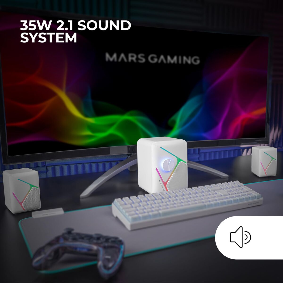 Mars Gaming Pc Speakers Mars Gaming Msh21W White 4 W