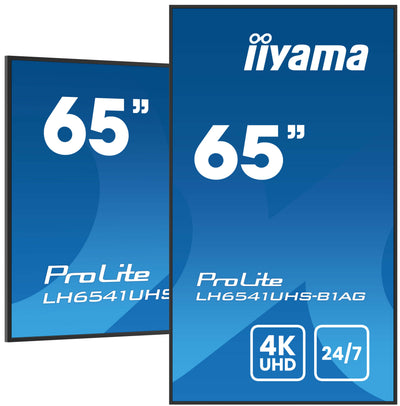 Iiyama LH6541UHS-B1AG 65 3840X2160 4K UHD IPS Panel 1PERC Haze Landscape And Portrait Mode Speakers 2X 10W 3x  — image 1