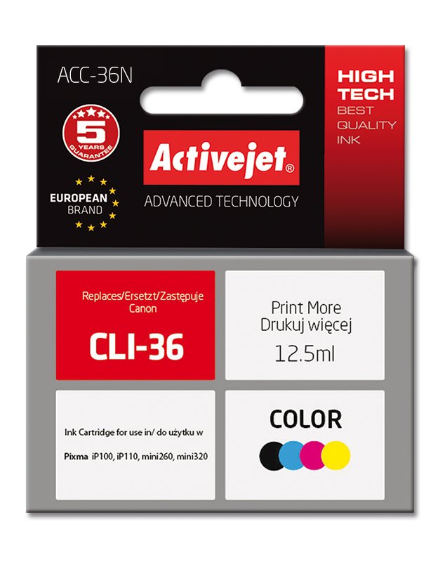 Activejet Ink ACC-36N (reemplazo Canon CLI-36 - Supreme - 12,5ML - Colour