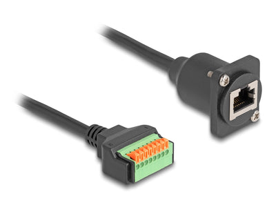 Delock D-typ Cable RJ45 Female a Terminalblock CAT.5E Black 30CM — image 1