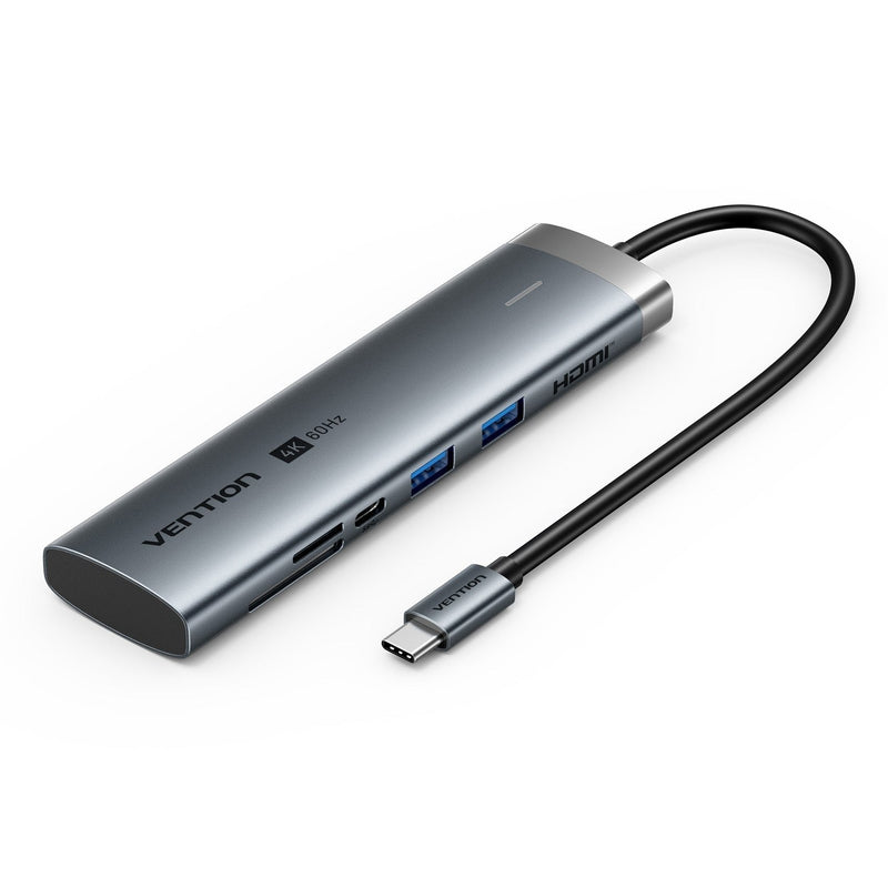Vention Docking USB Type-c Tpshb 1x HDMI 4K 2x USB 2x USB Type-c 1x RJ45 1x USB Type-c Pd 1XLECTOR Cards Grey