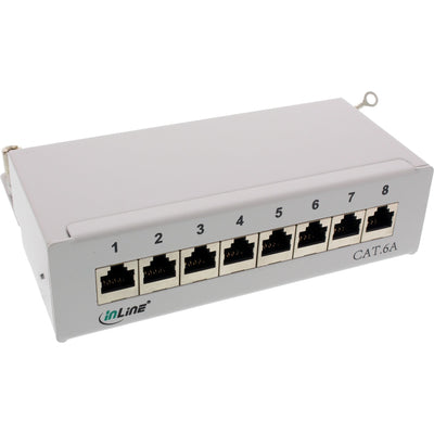 Inline Patch Panel CAT.6A Assembly Desk/Wall 8 Ports Grey Claro RAL7035 — image 1
