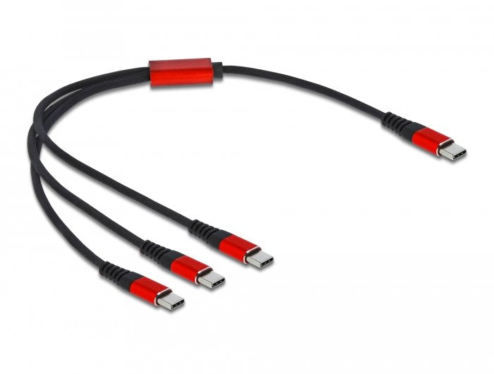 Delock Cable 86712 Charging USB 3 1 USB Type-c™ a 3 X USB Type-c™ 30CM Noir / Rouge