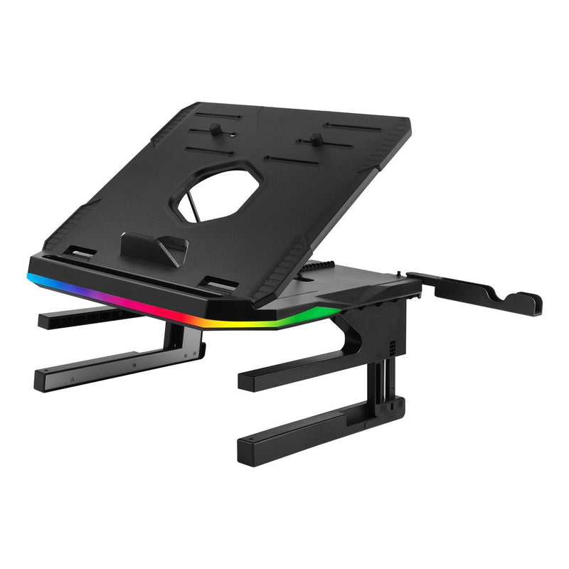 Enermax - Stand Elevador Ergonómico Computer Laptop Monitor Rotating RGB 360°, Foldable Instale Up To 3 Perifé