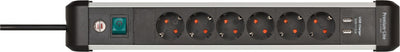 Brennenstuhl Power Strip 1391030610 Base Múltiple 3M 6 Salidas AC Indoor Black Silver — image 1
