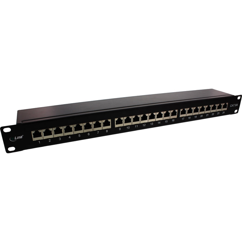 Inline Patch Panel 19 CAT.6A 24 Ports 1U Black Ral 9005