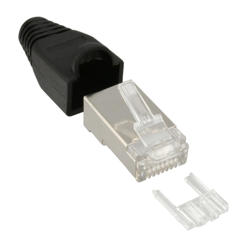 Inline 100 Connectors RJ45 8P8C Blindado With Enhebrador + Protection Contra Dobleces Black 100 Units