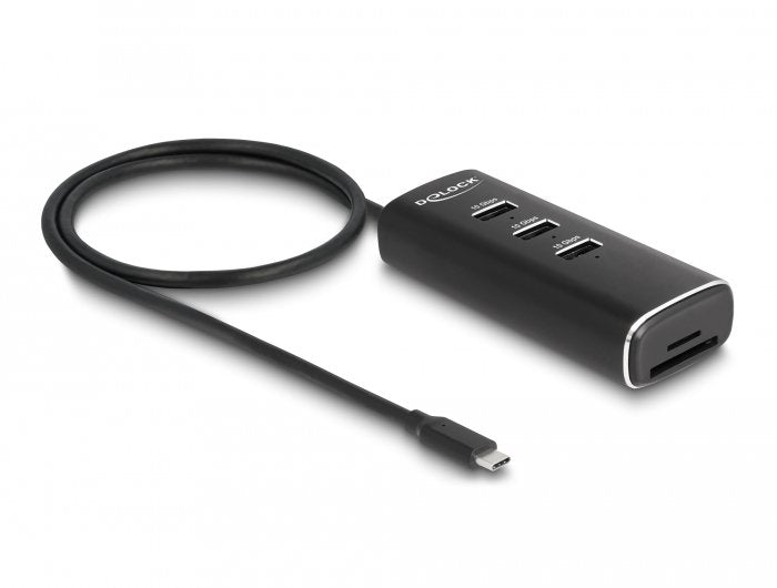 Delock 64234 Hub USB Type-c™ 3 Ports With Card Reader SD And microSD - 60CM Cable And Switch Cada Port