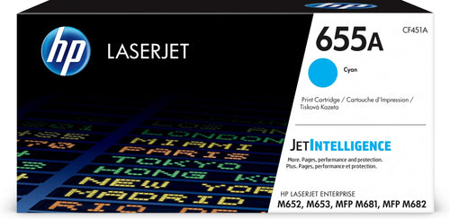HP Genuine Toner 655A Cyan Laserjet CF451A Colour Laserjet Enterprise M652, M653, Laserjet Enterprise Flow Mfp — image 1