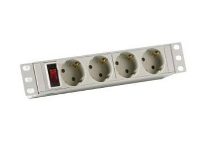 Power Strip Plugs Efb 10 1U 4XCEE 7/3 With Switch Aluminium Grey — image 1