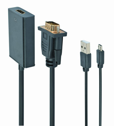 Gembird Adapter VGA a HDMI With Audio Jack 3.5MM 0.15M Black A-VGA-HDMI-01 — image 1