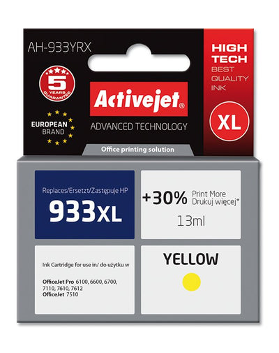 Activejet Ink Ah-933YRX (reemplazo HP 933XL CN056AE - Premium - 13ML - Yellow — image 1