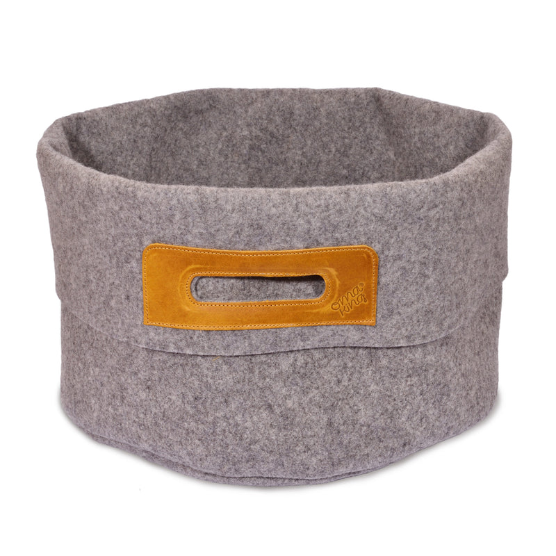 Wool Felt Omaking Basket - Grey/Cognac