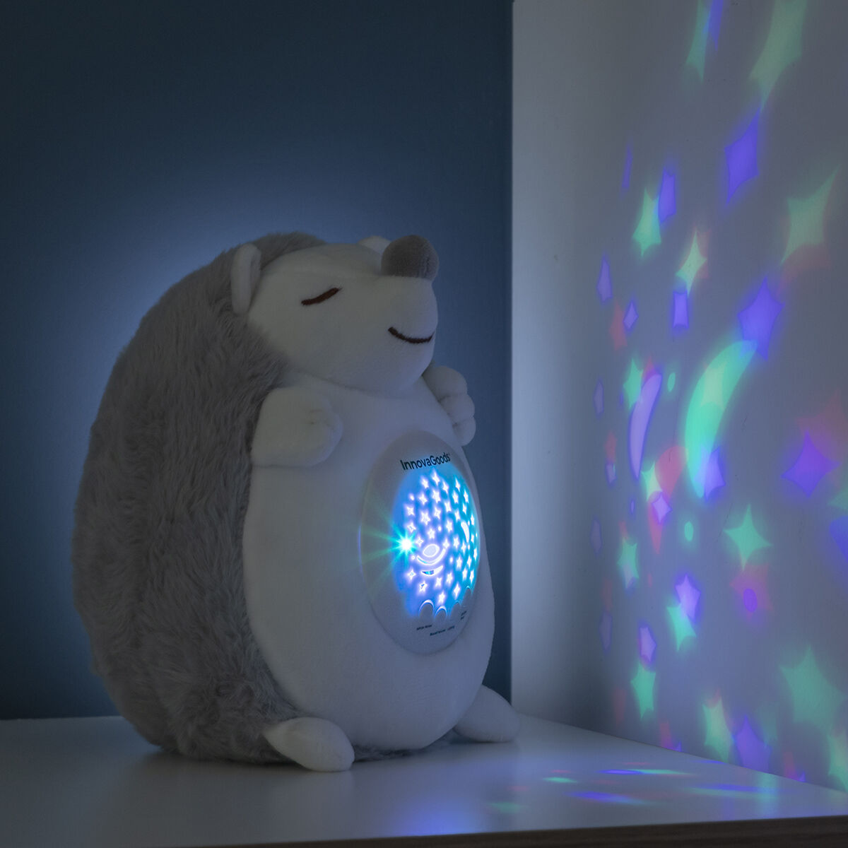 Innovagoods Hedgehog Soft Toy With White Noise And Nightlight Projector Spikey Innovagoods