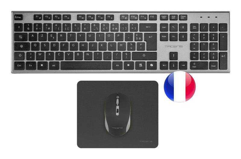 Tacens Keyboard Mouse And Mouse Pad Wireless Zenithwfr Low Profile Tecla Copilot 3200DPI Black
