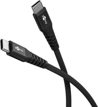 Goobay USB-C Supersoft Textile Cable With Metal Plugs, 2M, Black — image 1