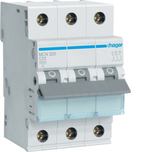 Hager Switch Magnetotérmico MCN320 3POLOS 6KA C-20A 3M