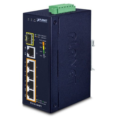 Planet IGS-614HPT Switch No Administrado Gigabit Ethernet (10/100/1000) Energía Sobre Ethernet (PoE) Blue — image 1