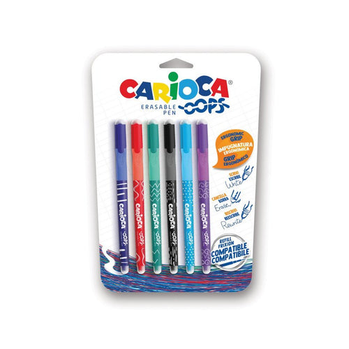 Carioca Oops Pack 6 Pens Borrables - Ink Thermos Sensible - Grip Ergonomica Triangular - Punta 0.7MM — image 1