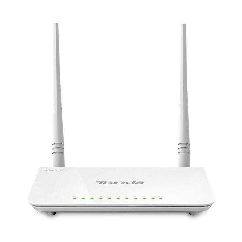 Tenda Router Modem ADSL2+/3G D303 802.11B/G/N 300Mbps 2.4GHZ 2 Antenas 5DBI 1XRJ11 4XRJ4