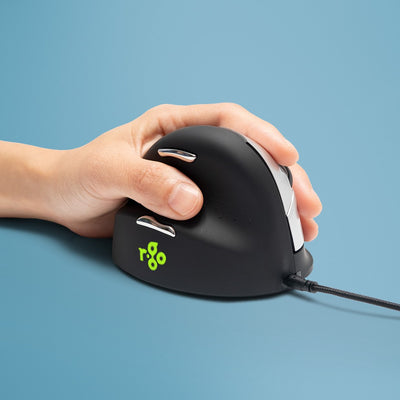 Mouse R-go He Cableado Ergonómicamente a Izquierda, Large Black / Silver — image 1