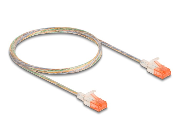 Delock RJ45 Network Cable CAT.6A U/UTP Slim 1M Transparent