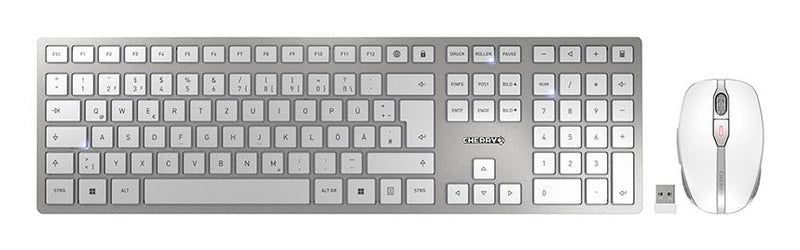Cherry Teclado German + Ratón Dw 9100 Slim Cablelos Plata/Blanco