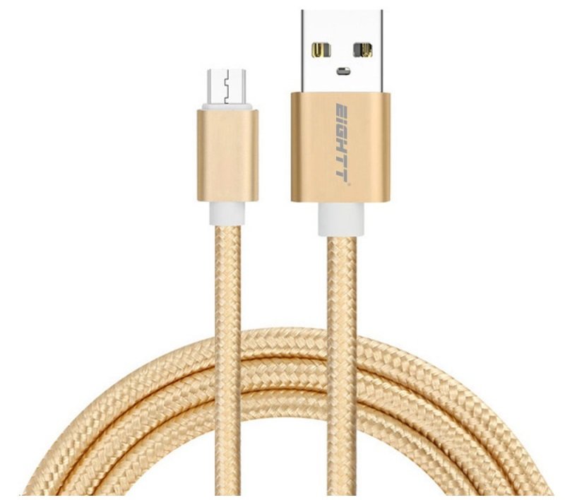 Eightt USB Cable a Micro USB 1M Trenzado Nylon Oro