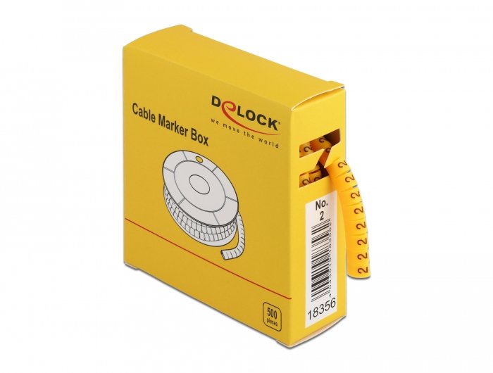 Delock Marcador Cables Box, Nr: 2, Yellow 500 Units