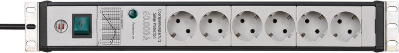Brennenstuhl Power Strip 1156057696 Base Múltiple 3M 6 Salidas AC Indoor Black Grey Claro
