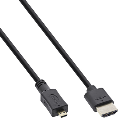 Inline HDMI Cable With Ethernet Type a D Male Súper Slim Black / Gold 1,5M — image 1