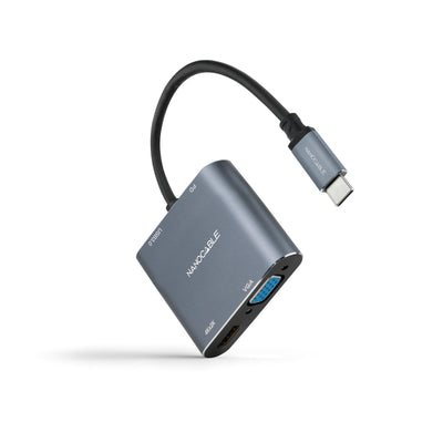 Nanocable Converter USB-C a Hdmi, VGA, USB 3.0 And USB-C Pd - Length Cable 15CM - Grey — image 1