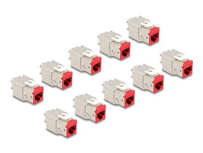 Delock Keystone Modulo RJ45 Female a Lsa CAT.6A Red Set 10 Pieces — image 1