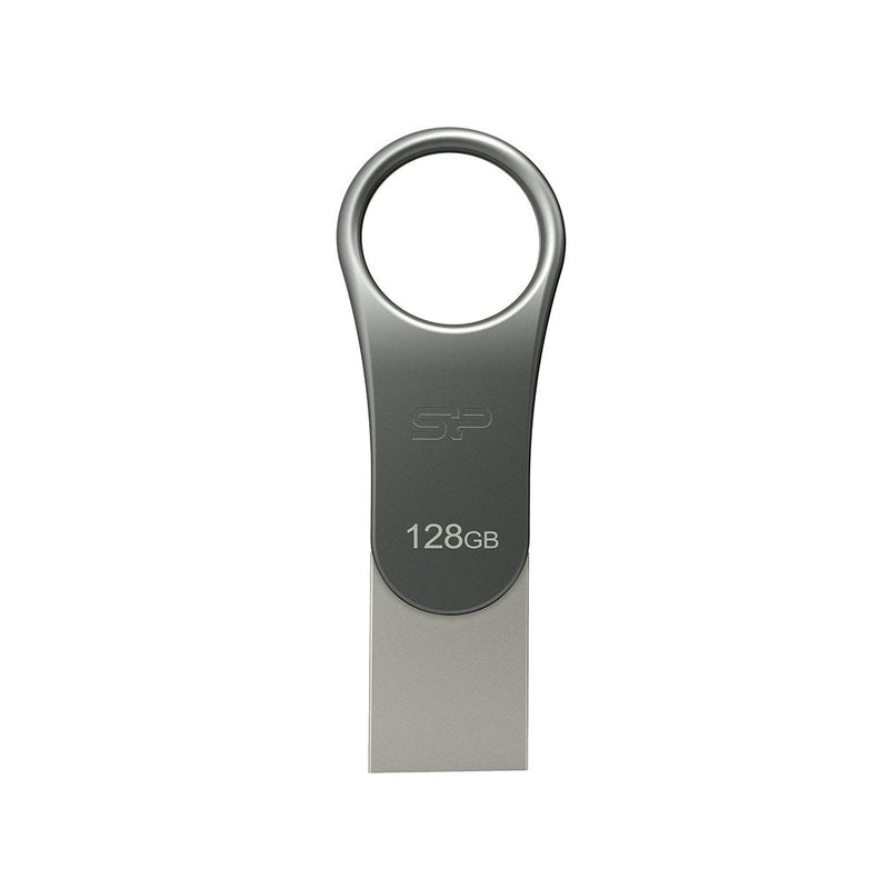 USB Flash Unidad Silicone Power 128GB USB 3.0 C80 Plata Tipo-c Ready