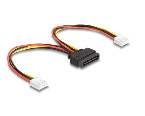 Delock Cable Power Adapter SATA 15 Pines Male 2X Disquete 4 Pines Female 15CM 66611 — image 1