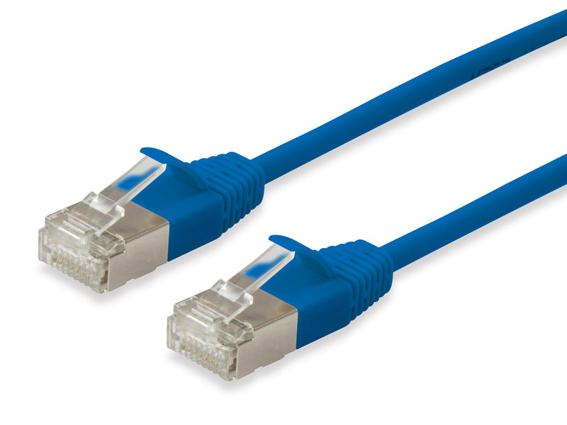 Equip Network Cable CAT.6A Slim F FTP 2x RJ45 0.15M Blue Lszh