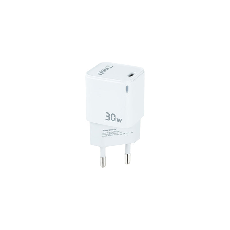 TooQ Wall Charger GaN USB-C/Pd 30W - White