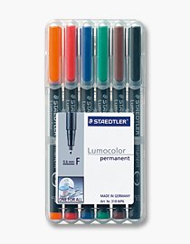 Staedtler Lumocolor 318 Pack 6 Markers Permanentes - Punta Fina Redonda - Trazo 0.6MM - Capuchon With Clip - S — image 1