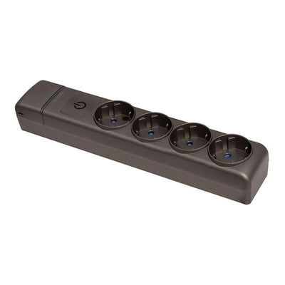 Base Múltiple 4 Sockets 2P + T Schuko, 16A 250V~.GRAFITO, With Switch Luminoso — image 1