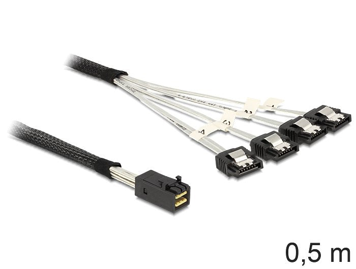 Delock Cable Mini Sas HD a X4 SATA 7PIN 0.50M 83392