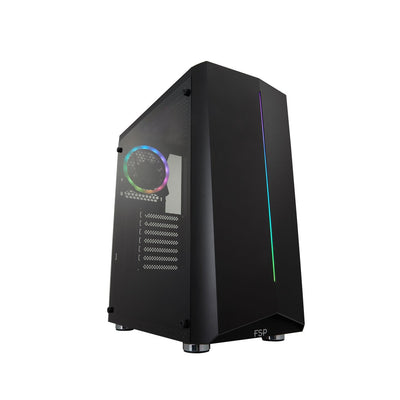 Fortron PC Case Midi Tower CMT151 Black Side Transparent 1 X Vent. LED RGB 120MM — image 1