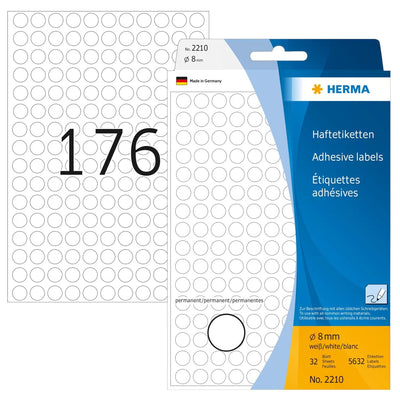Herma Labels Multiuso White 8MM Paper Round 5632 Units — image 1